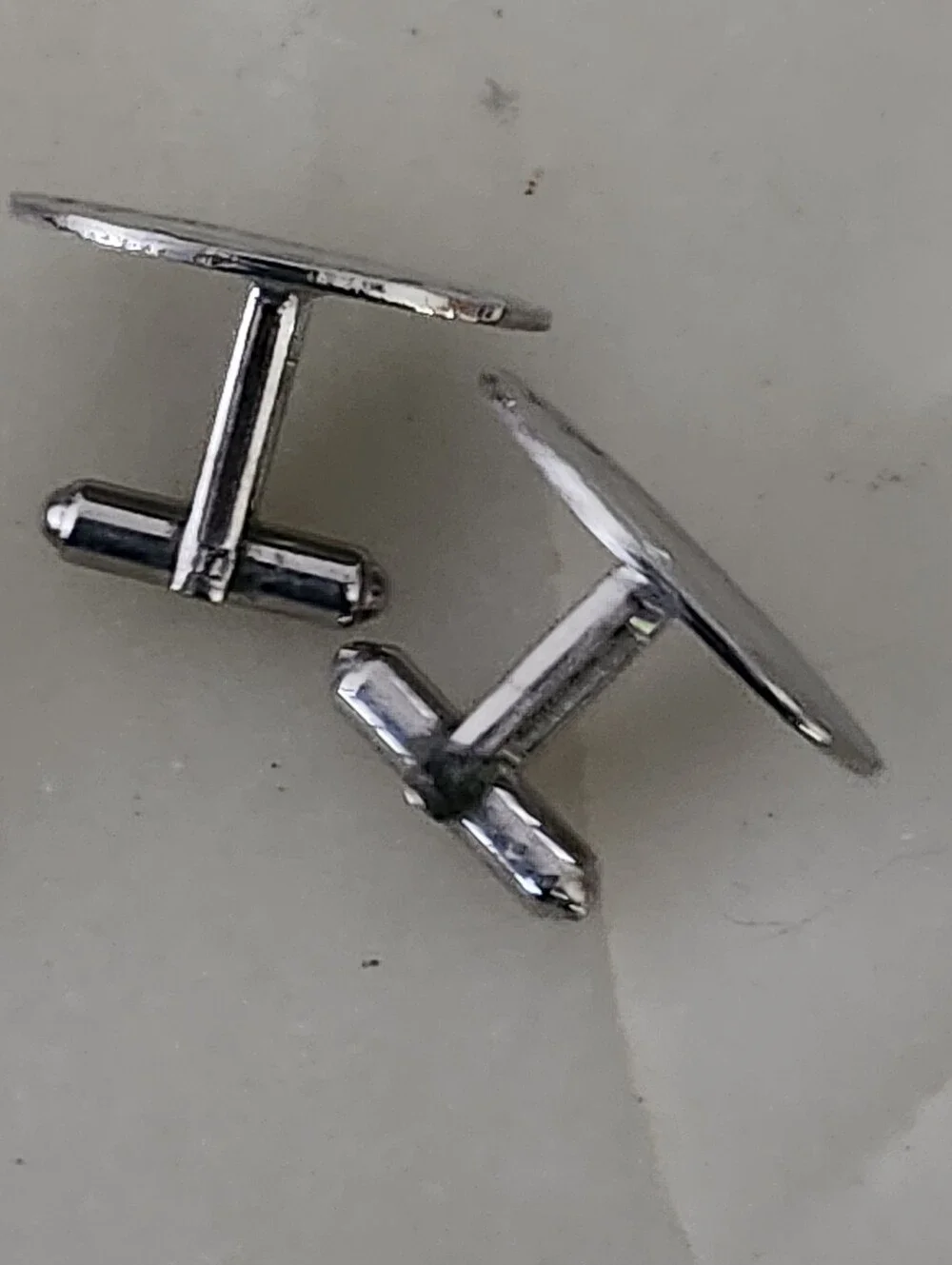 Vtg P.R.K Sterling Silver Classic Oval Etched Design Cufflinks and Tie Tack Set